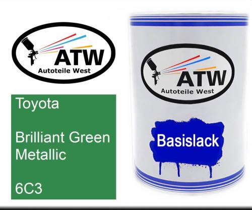 Toyota, Brilliant Green Metallic, 6C3: 500ml Lackdose, von ATW Autoteile West.